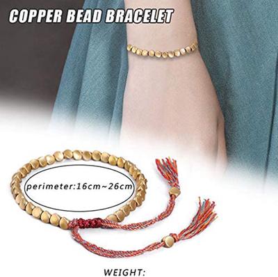 (SU)Handmade Tibetan Buddhist Cotton Copper Beads Rope Bracelet