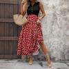 Women's Casual And Fashionable V-neck  Sleeveless Printing Mid Length Dress