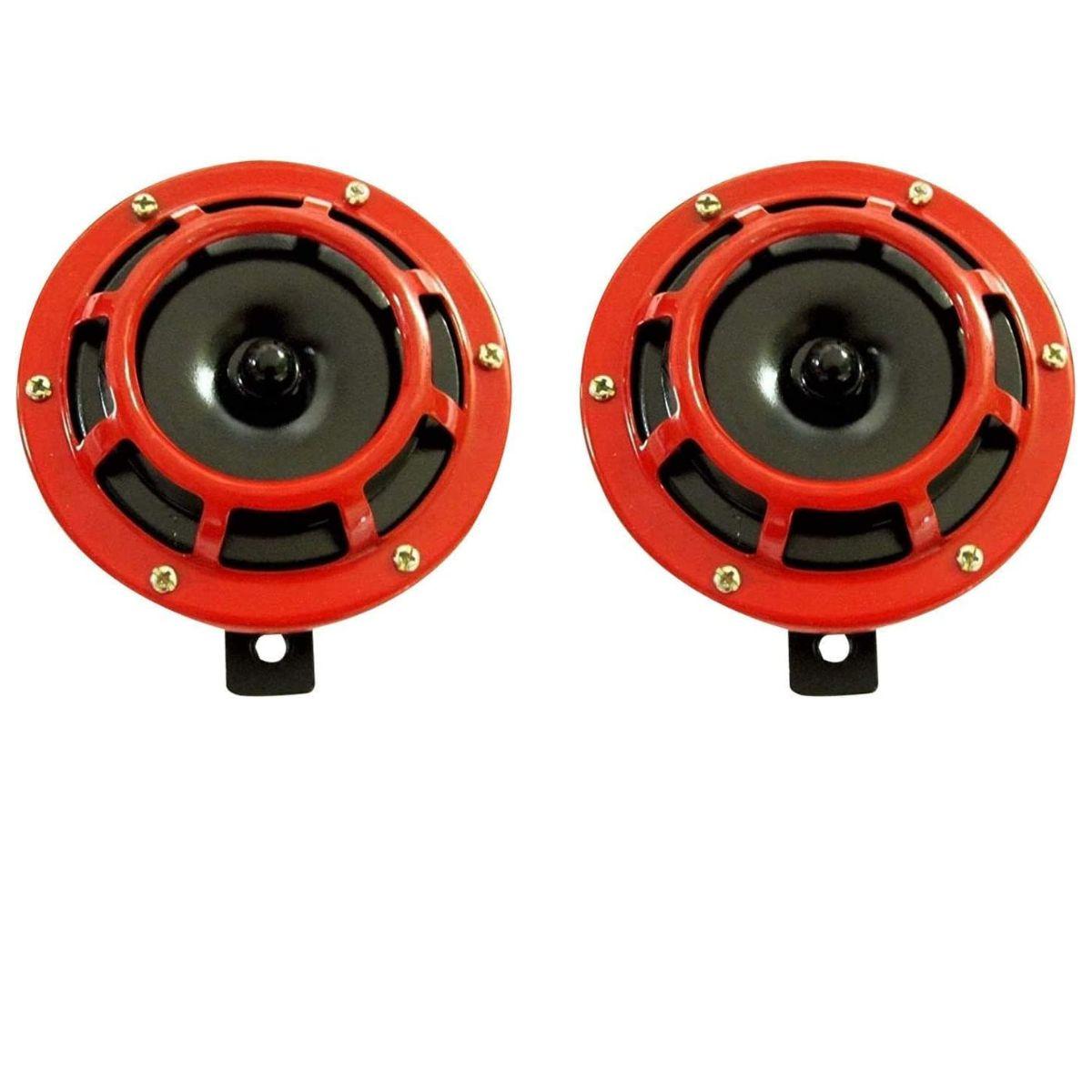 Электрический автомобильный звуковой сигнал 12В, двухтональный, улитка, супер громкий 130 дБ, для автомобиля, мотоцикла, грузовика, фургона, лодки красный