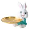 Entryway Key Storage Tray With Rabbit/Kitten Shape Resin And Iron Plate Key Holder For Desk Organization