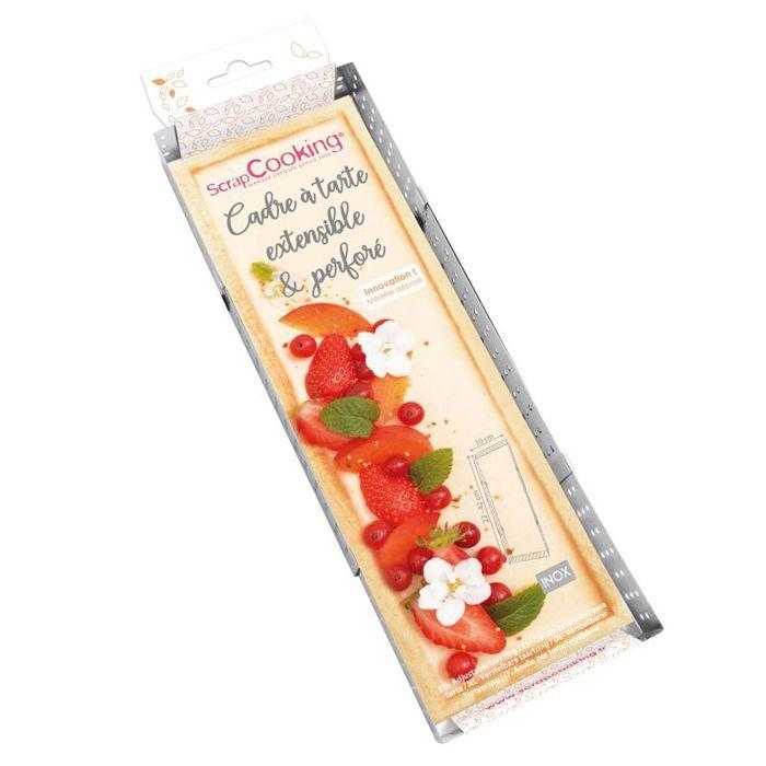 Cadre à tarte rectangulaire extensible en inox 22/42 cm