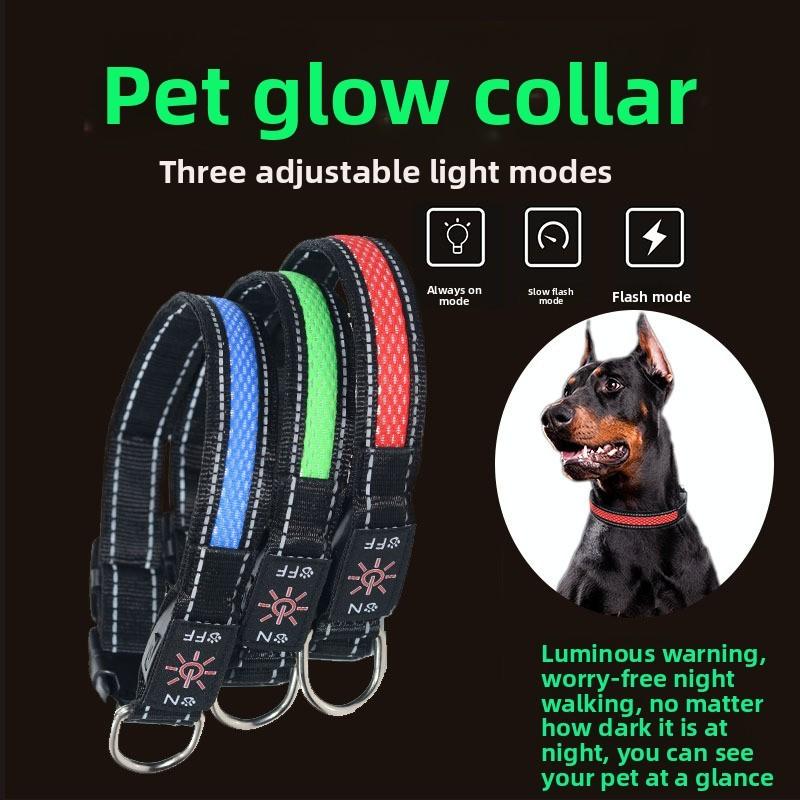 Collare a LED per Cani con Ricarica USB in Materiale di Nylon per la Sicurezza Notturna