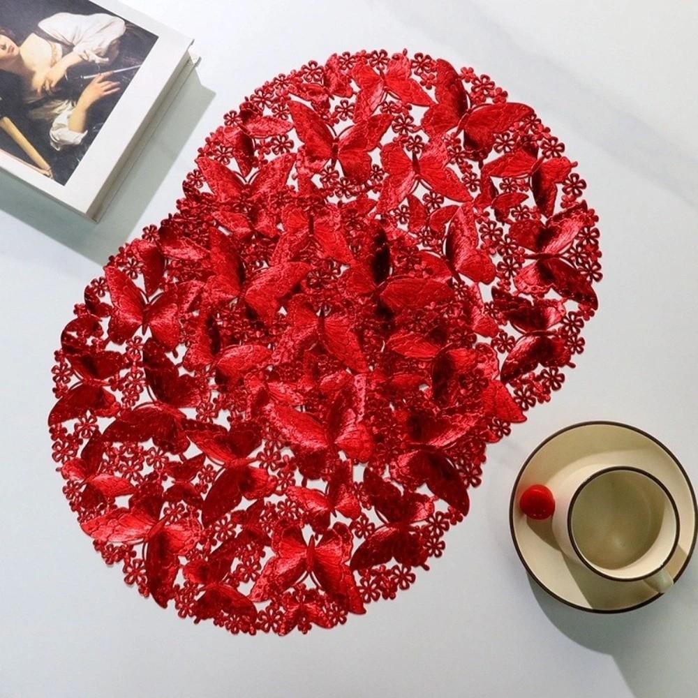 4 Pièces Sets de Table à Manger Papillon Creux Sets de Table Rondes pour Vaisselle Tapis Thermoisolant Table à Manger