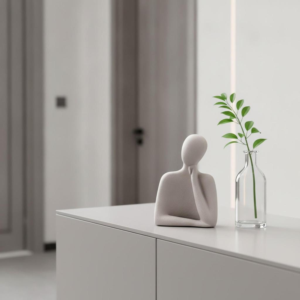 Abstract Human Figurine Artistic Seated Figure Statue Compact for Entryway Table