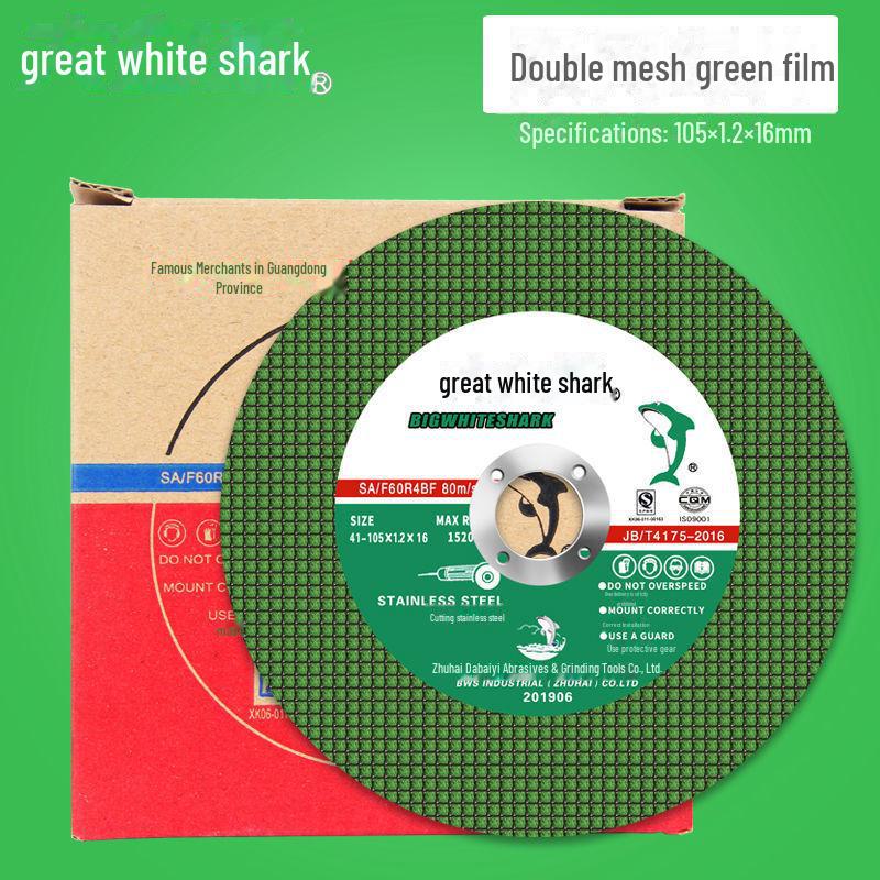 Great White Shark Stainless Steel Cutting Disc, 105x1.2x16mm, Double Mesh Angle Grinder Grinding Wheel