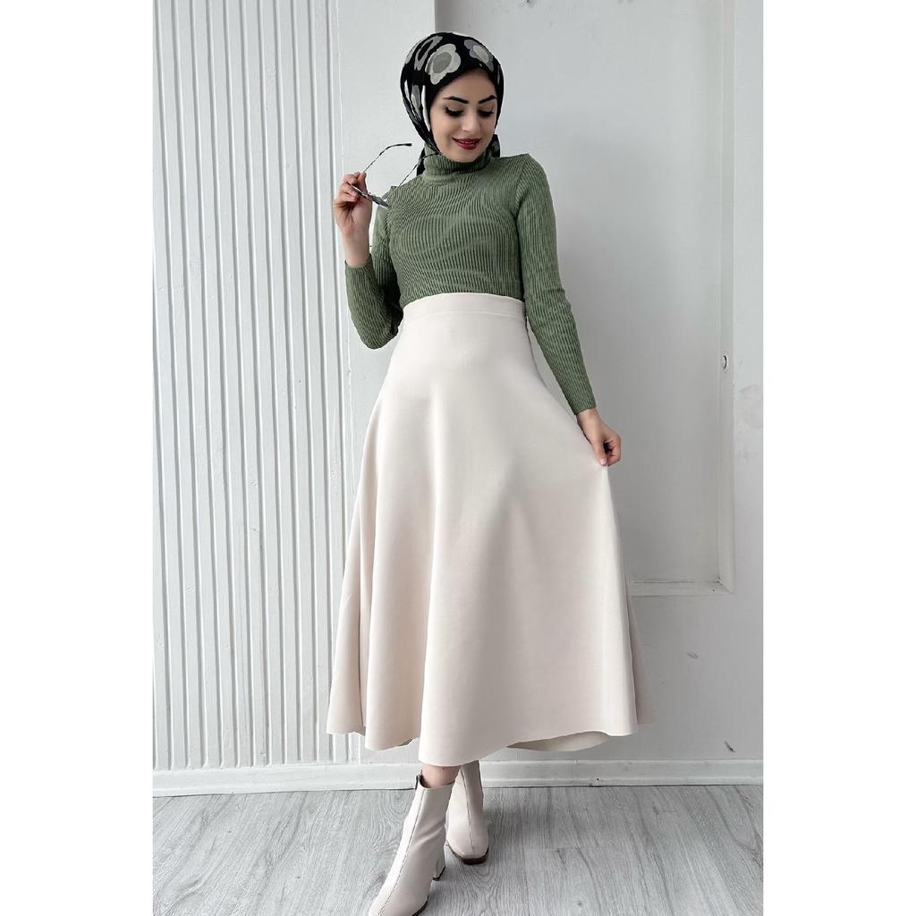 Scuba Hijab Flared Skirt