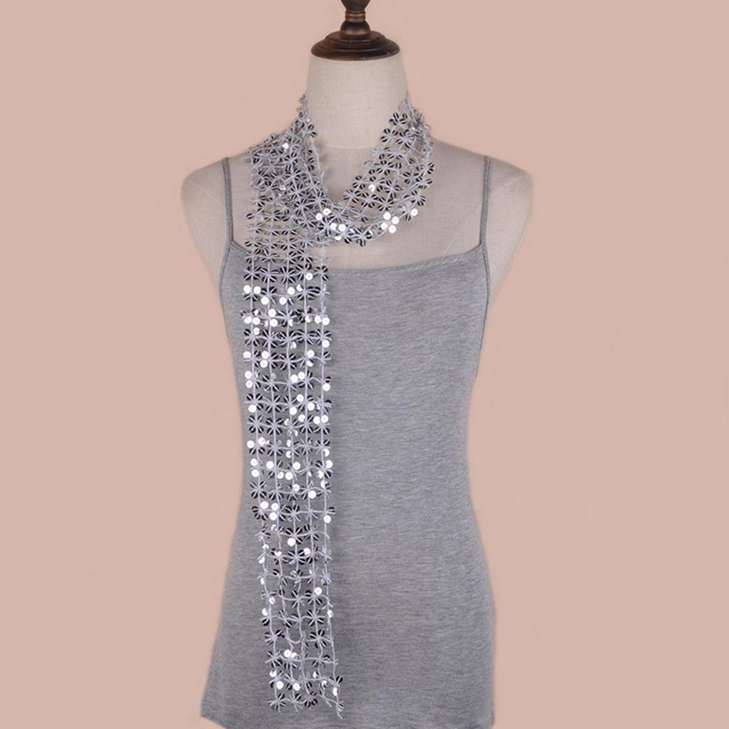 Sparkling Scarf for Women Chain Collar Full Sequins Nightclub Party Raves Costume Blingbling Choker