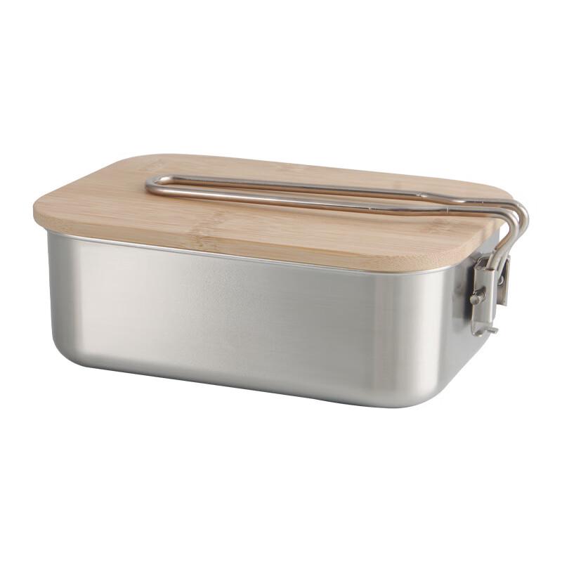 

Outdoor Foldable Stainless Steel Lunch Box with Bamboo Cutting Board Lid
