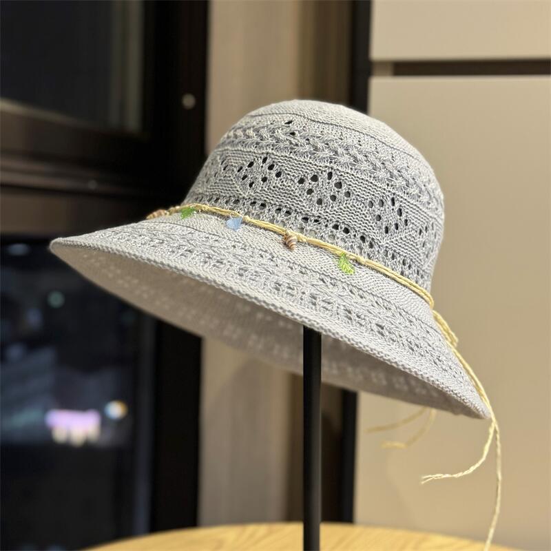 Korean-style Hand-knitted Fisherman Hat for Women, Summer Outdoor Breathable Sun Protection Hat That Makes the Face Look Smaller, Suitable for Travel