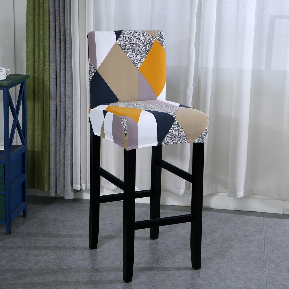 Elastic Bar Stool Chair Cover Home Dining Room Bar Seat Cover Geometric Style Restaurant Hotel Decor Washable Easy Cover 1pc