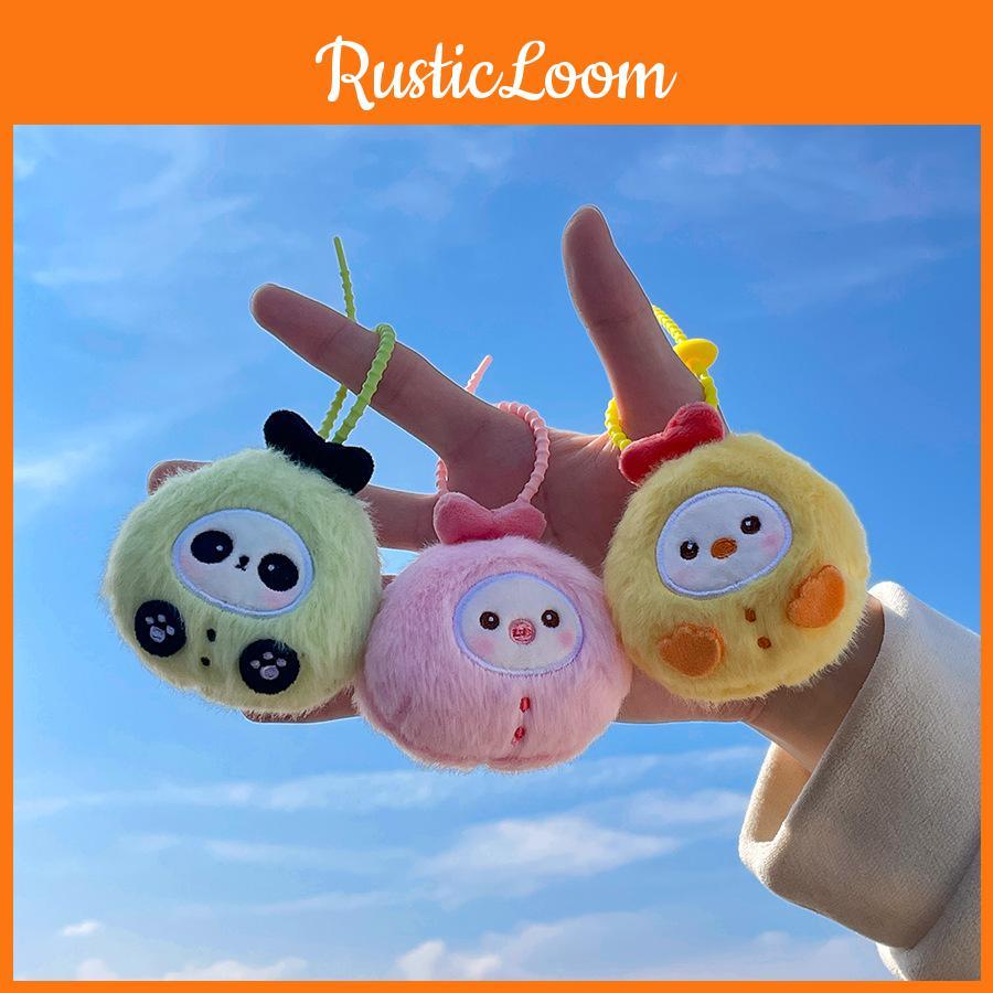 Squeak Panda Pig Chicken Plush Keychain Cartoon Animal Pendant Decoration Gift