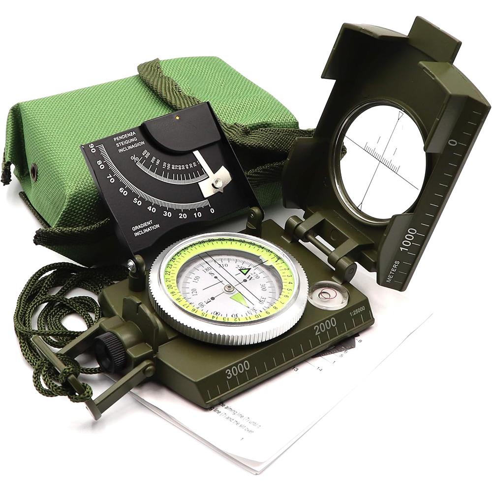 Mulitifunctional High Precision Outdoor Survival Military Compass Camping Waterproof Metal Featuring Fluorescent Geological Compass