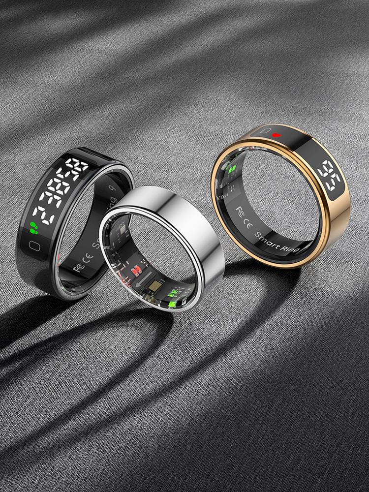 R11 Smart Ring with Display Screen and Touch Heart Rate Blood Oxygen Monitor Ring Wireless Charging Fitness Ring for Men Women