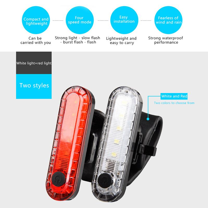 Bike Rear Tail Light Usb Rechargeable Red Led Bright Taillights Fit On Any Bicycle/Helmet Easy To Install For Cycling Safety