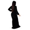Vestido de Noche Sexy Ajustado de Color Sólido con Cuello en V para Mujer