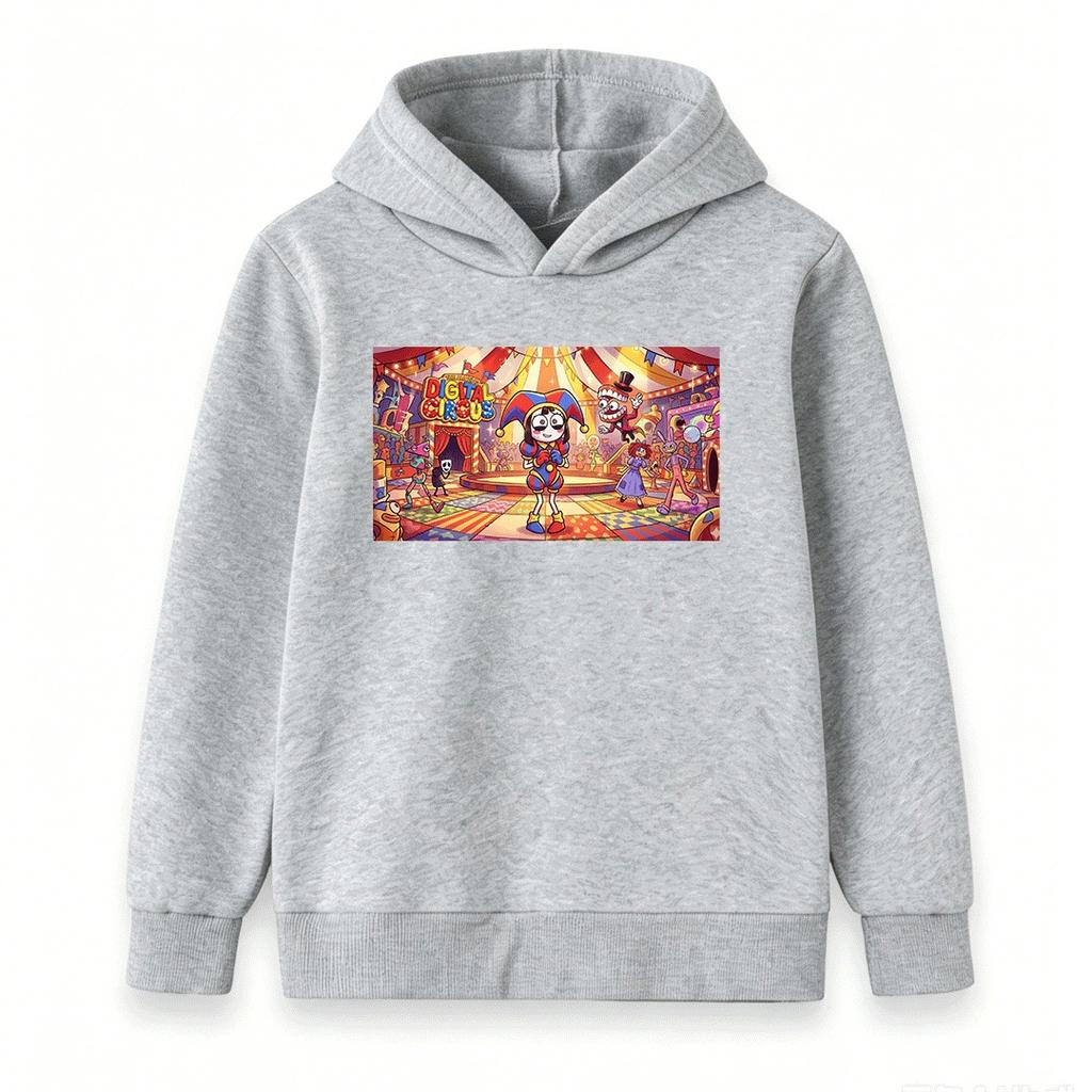 Kids Boys Girls Hoodie Sweatshirt, Cartoon Digital Circus Print Casual Pullover Top for Children Daily Wear
