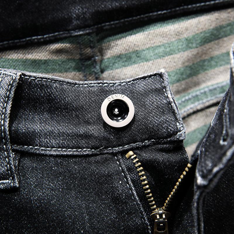 İlkbahar ve Sonbahar Yeni Siyah Kot erkek Moda Marka Baskılı Nakış Mikro Harlan Rahat Trendy Uzun Pantolon Erkekler