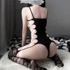 Lingerie Hollow Women Cosplay Costume Fishnet Stocking Babydoll Bodysuits Sleepwear Nightwear Set