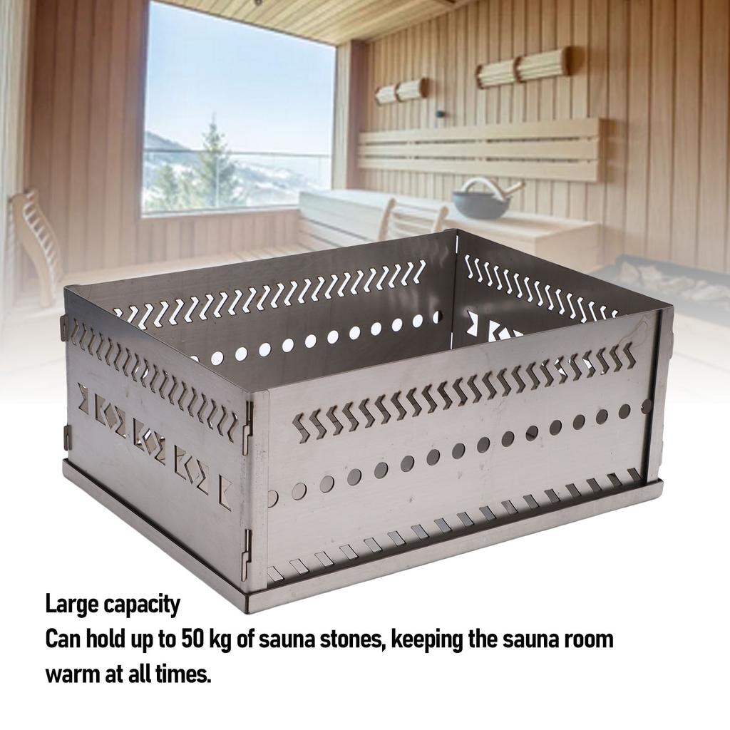 Sauna Stone Holder Multi Purpose Portable Stainless Steel Sauna Stone Basket for Charcoal Wood Burning Stove