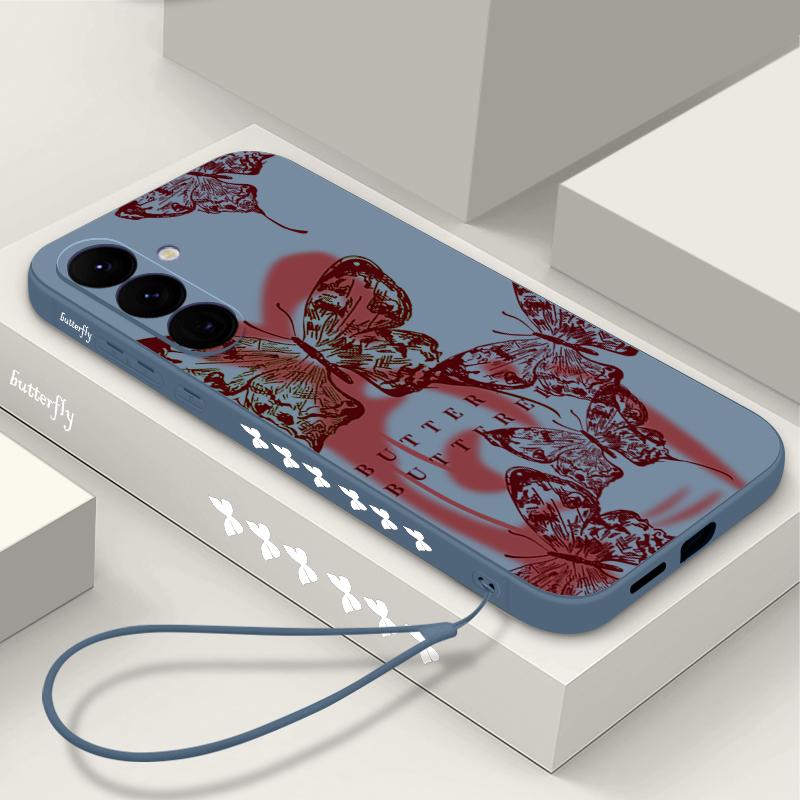 Kolorowe Etui z Wzorem Motyla Dla Samsung Galaxy S26 S25 Ultra S24 S23 S22 Plus S21 FE A15 A16 A17 A35 A36 A54 A55 A56 5G Miękki Pokrowiec