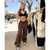 VIONA American Retro Drawstring-Ankle-Cuffed Casual Wide-Leg Pants,loose Workwear Pants