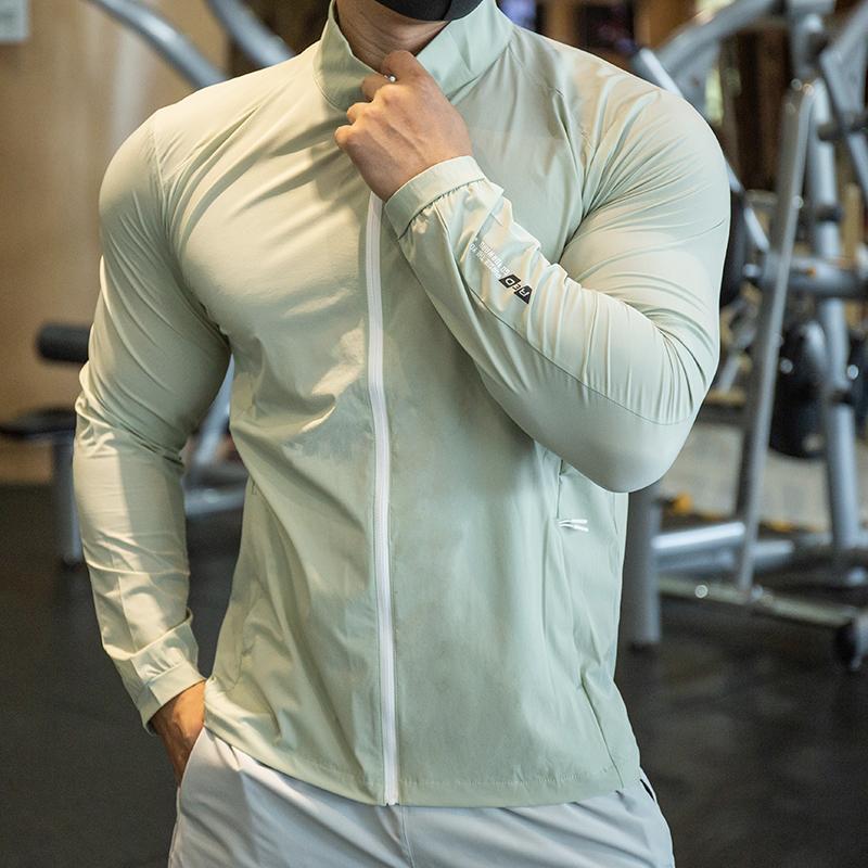 

Мужская эластичная куртка для бега, тренировок, верхняя одежда, спортивные леггинсы, куртка, толстовка для велоспорта, сухая посадка, дышащие компрессионные топы XXXL светло-зеленый