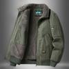 Winter Man Thicken Fleece Cargo Coat Turn Down Collar Zipper Men Pilot Jacket Outdoor Casual Pocket Male Outerwear