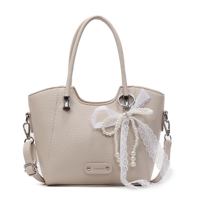 Lace Bow Pu Water Bucket Bag With Zip Closure For Daily Casual Use