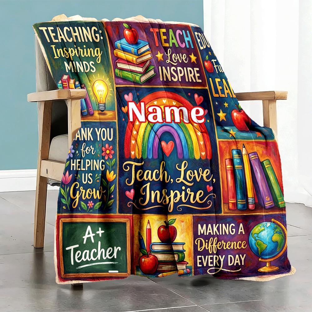 Teaching Love Inspire Home Blanket Customize Your Names Comfortable Soft Lightweight Allseason Multipurpose Blanket For Picnics Sofas Offices Beds