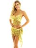 Women Shiny Sequins Tassels Carnival Rave Performance Belly Dance Costume Halter Bra Tops with Hip Scarf Wrap Skirt Set
