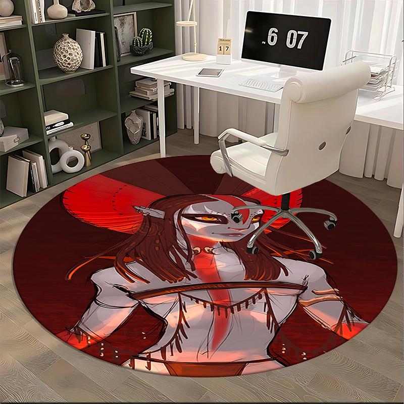 Red and White Masked Character Chair Mat - Round Carpet for Home Decor, Office Use, Bedroom, Living Room, Gift Idea0249b