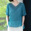 T-shirt for Women Summer Large Size Cotton T-shirt Soft Loose V Neck Casual Comfortable Pullover T-shirt Top
