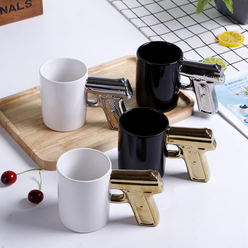 Fun 3D Ceramic Coffee Cup with Personalized Gun Handle,high Temperature Resistance,used To Milk,juice,beer Cup,the Best Gift