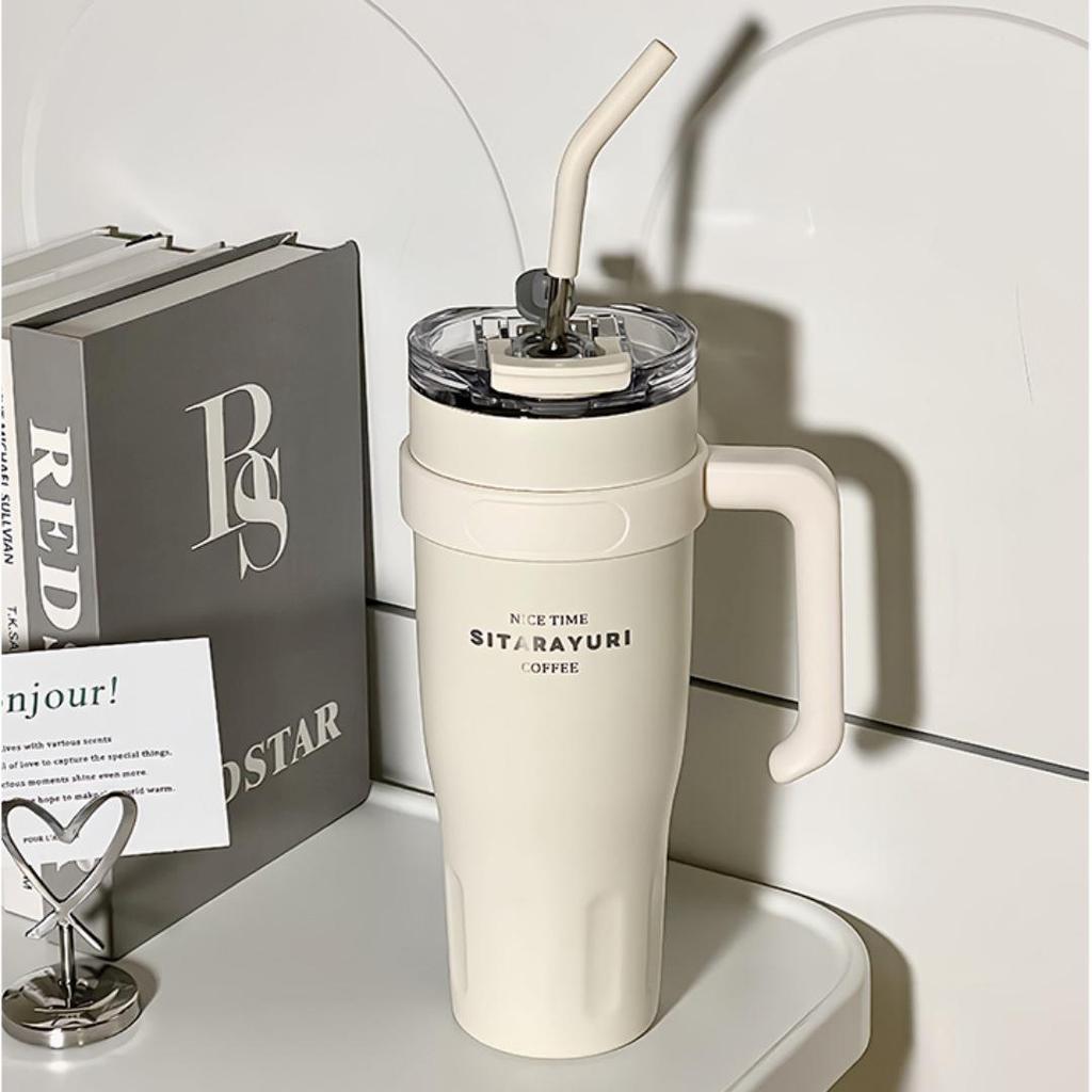 Stylish Large Capacity Stainless Steel Thermos Cup with Handle for Couples
