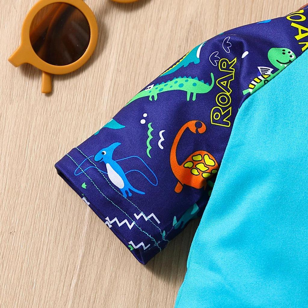 European & American Toddler Boys Dinosaur Summer Swimsuit Set