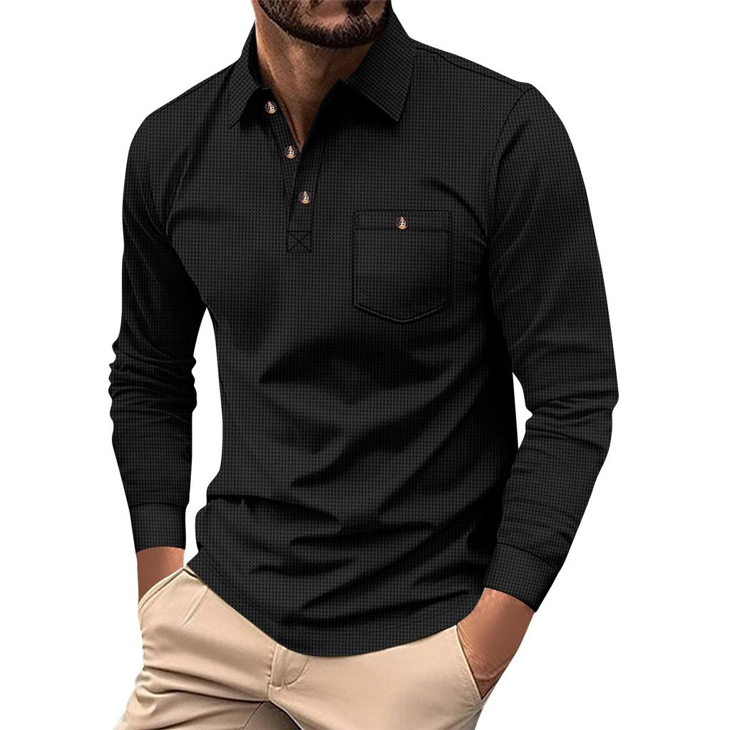 Men's Long Sleeve Shirts 2025 Fashion Casual T Shirt Slim Fit Shirt Collared  Work Golf Shirt