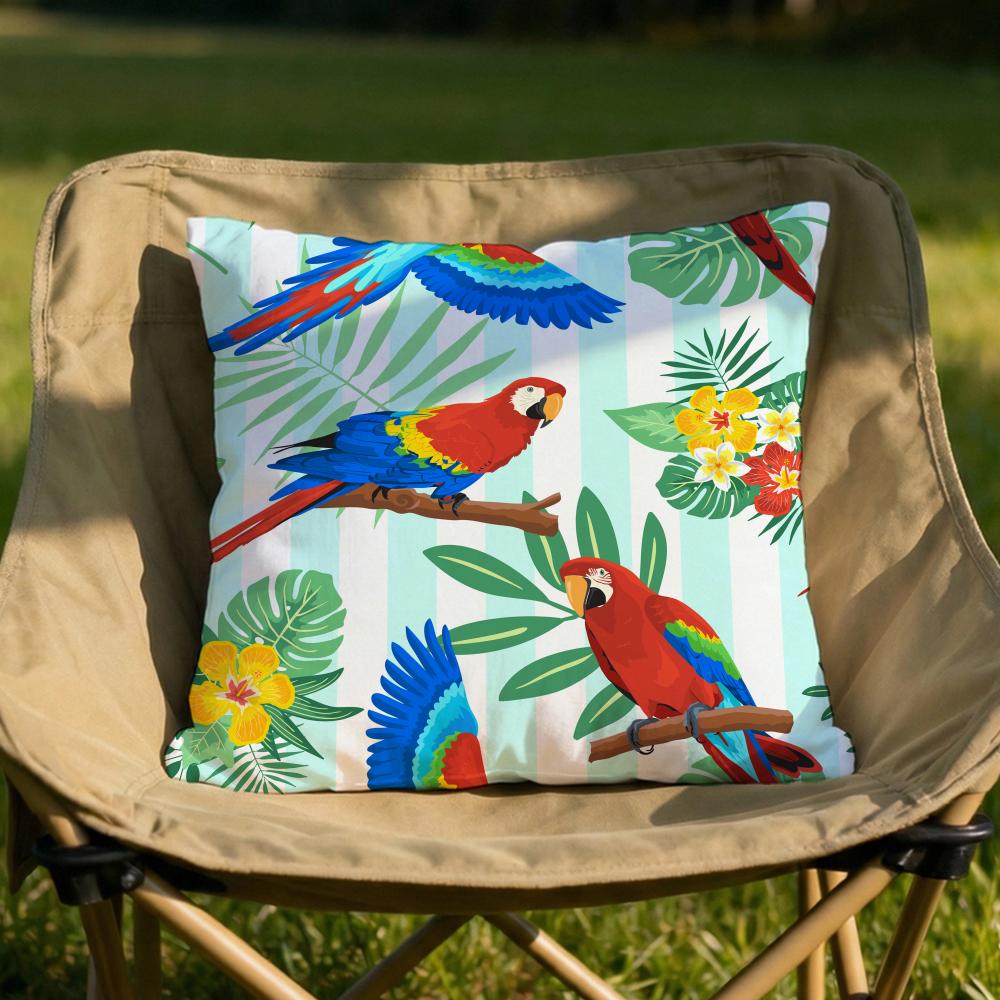 Tropical Parrots Palm Leaves Cushion Cover Soft Reversible Durable Pillow Cover MultiScene Use for Home Car Daily Comfort