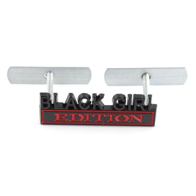 1Pc 3D Metal Black Girl Edition Logo Car Front Grille Emblem Badge Rear Trunk Emblem Sticker Decal