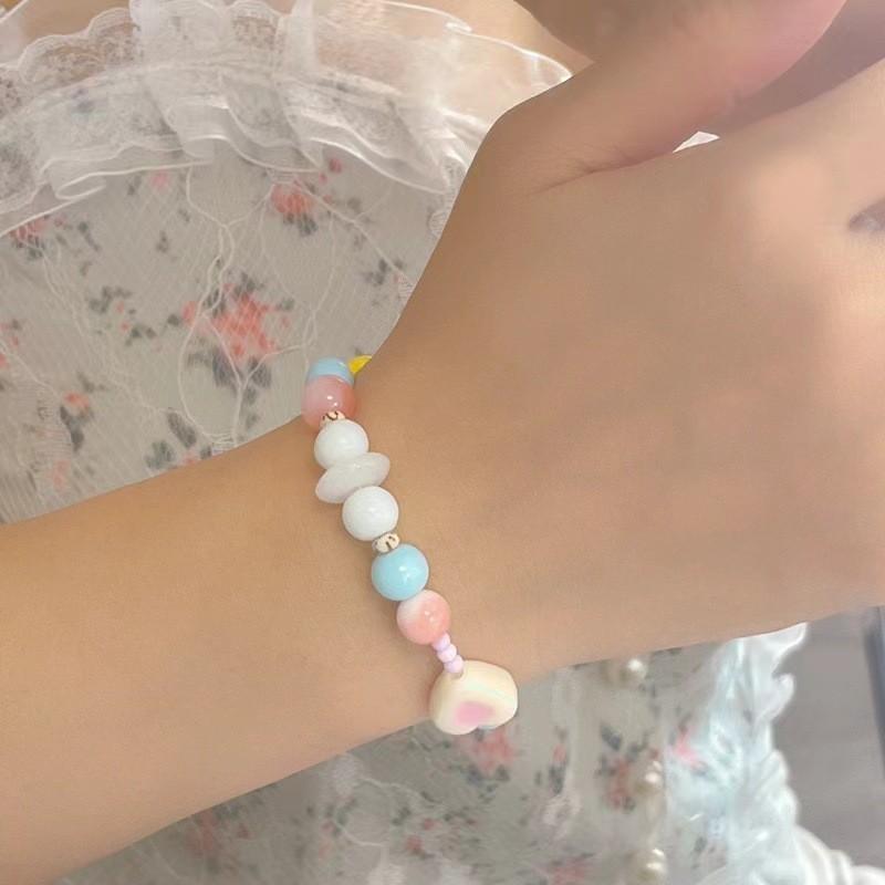 Ceramic Macaron Stylish Sea Shell Beaded Bracelet Womens Sweet Fresh Design Summer