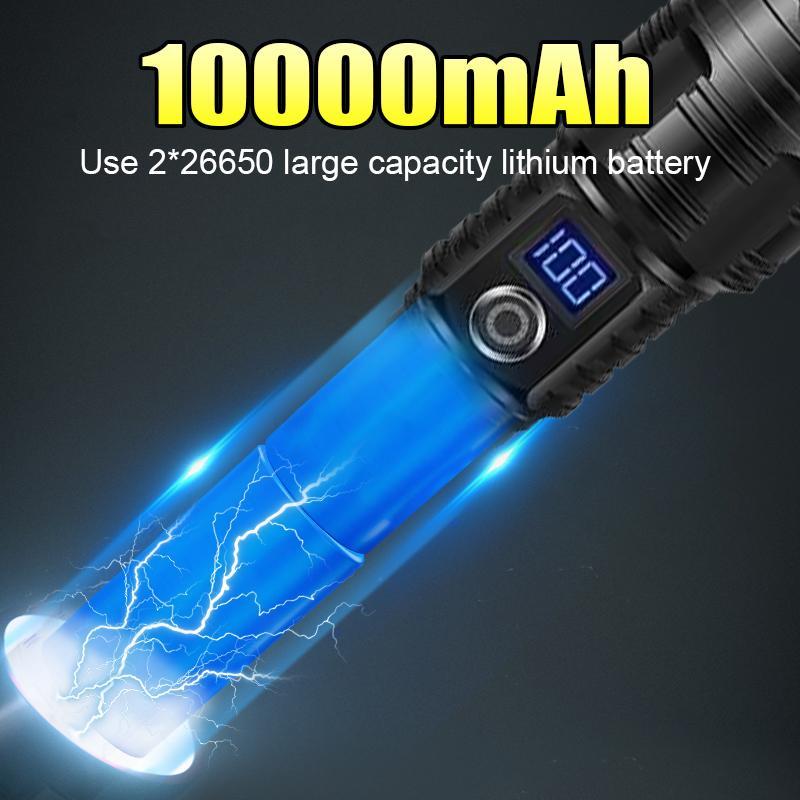 10000mAh High Power LED Flashlights Type-C Rechargeable LED Torch 1500M Ultra Powerful Flashlight Outdoor Lantern