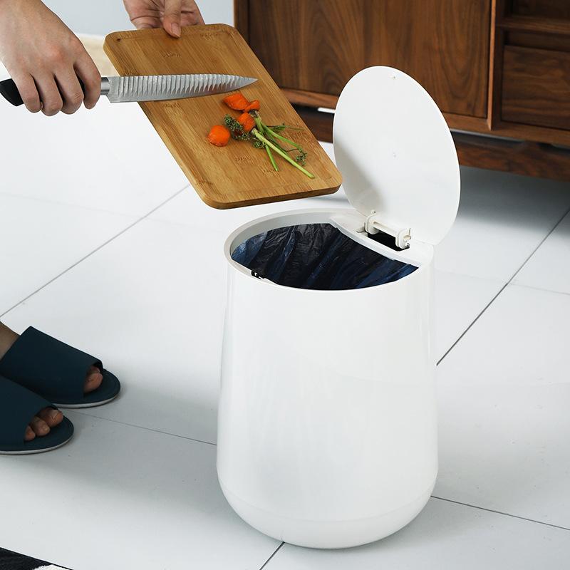 Press-type Round Trash Can With Elastic Cover Simple Classification Waste Bin For Household Living Room Bedroom Balcony Office