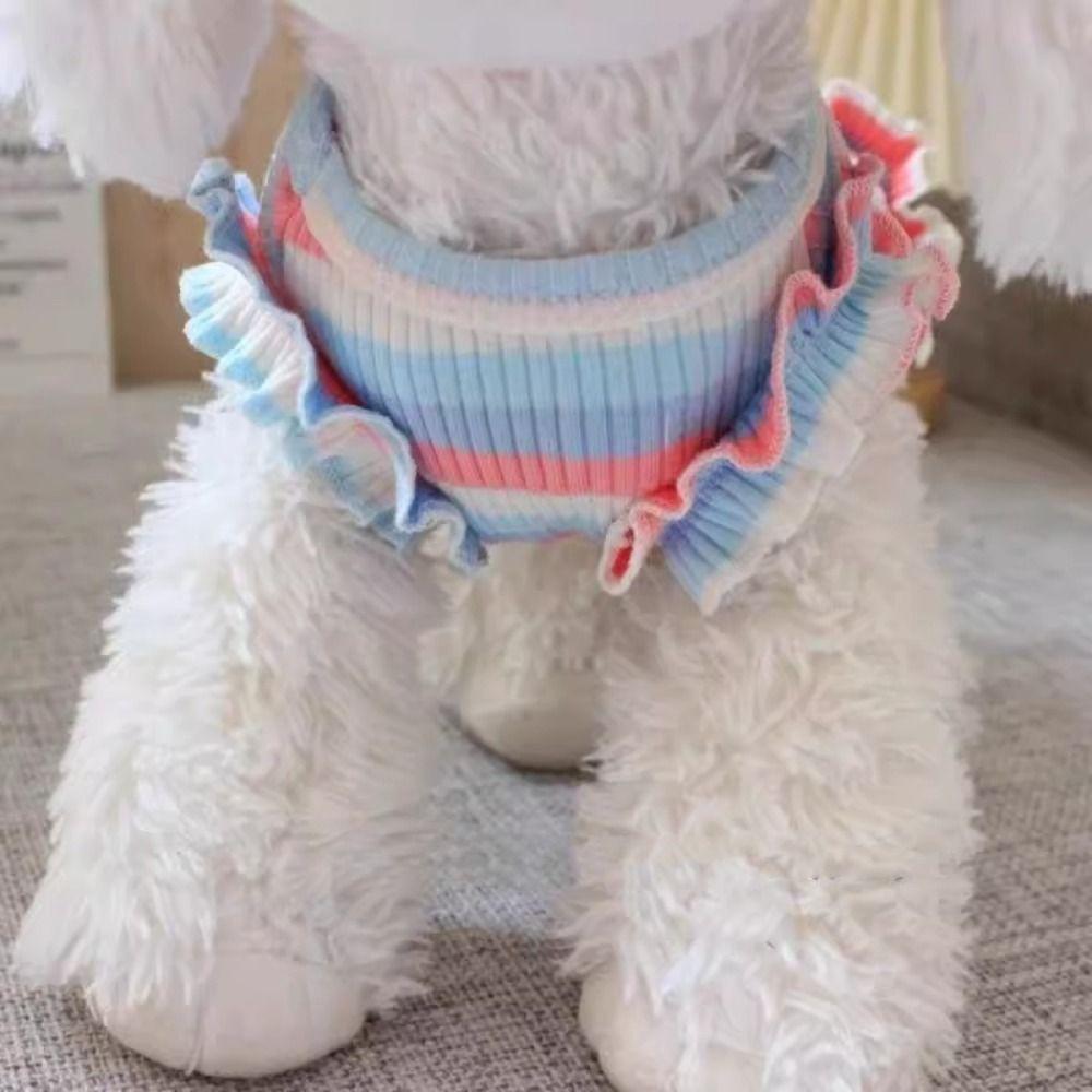 Soft Dog Striped T Shirt Comfortable Pet Dog Dress Cartoon Puppy Clothes  Bichon