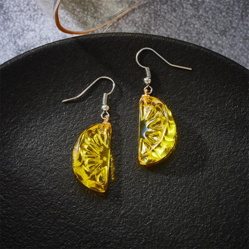 New Fashion Fruit Transparent Pearl Colored Lemon Earrings Y2k Women's Creative Jewelry