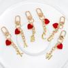 Metal Heart Letter Keychain Fashion A-Z Initial Keyring Charms Car Key Holders Bag Pendant Accessories Valentine'S Day Gift