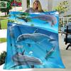 3D Fashion Dolphin Printed Four Seasons Blanket Sofa Cover Travel Bed Plush Blanket Travel Office Break Blanket Birthday Gift