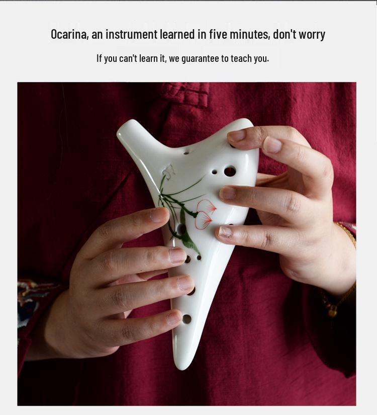 Hand-Painted 12-Hole Alto C Ocarina - Professional & Beginner Flute Instrument
