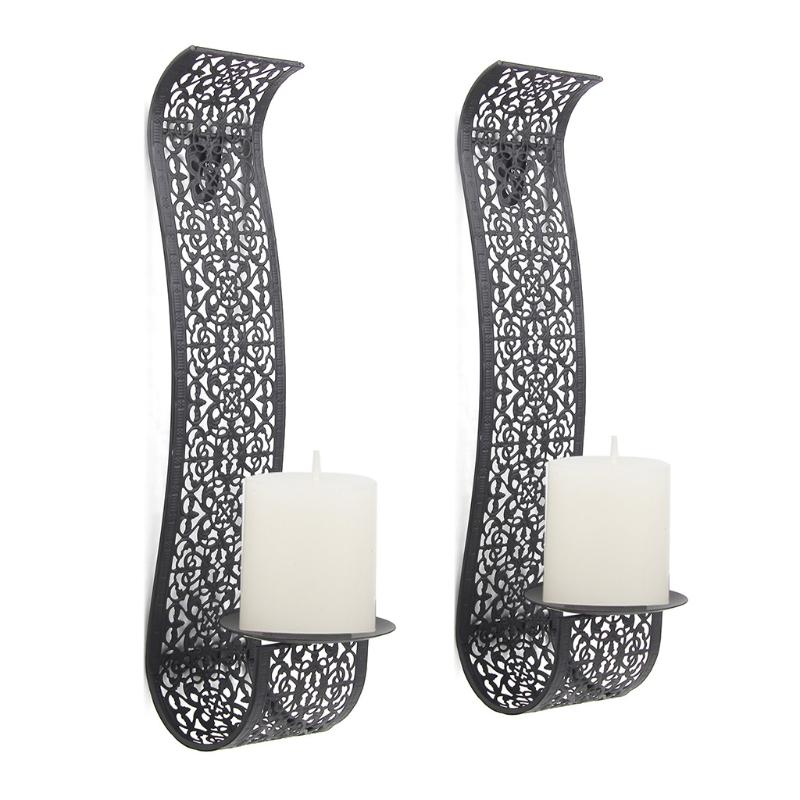 Wall Mounted Metal Candle Holder S Shaped Hollow Wrought Iron Candle Stand For Home Festival Party Candlelight Dinner