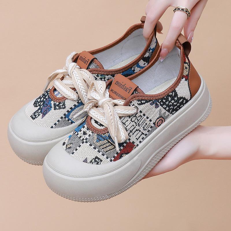 Fashion Ladies Canvas Shoes New Lightweight Breathable Platform Sneakers Comfortable Soft Sole Casual Shoes Zapatillas De Mujer