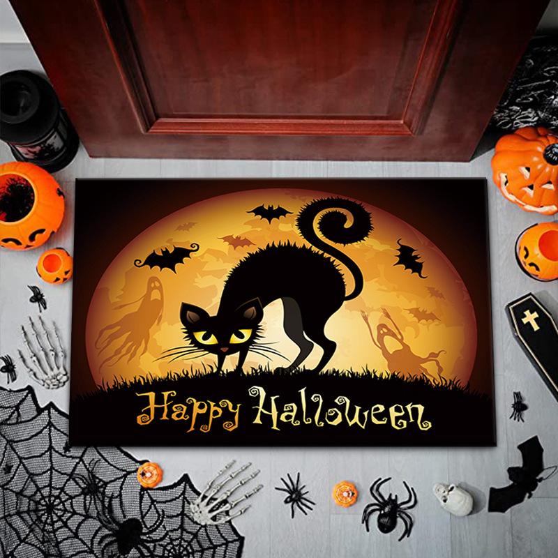 

Halloween Cartoon Pumpkin Graveyard Horror Skull Living Room Entrance Washable Dirt-resistant Non-slip Carpet 40X60CM (1.3X2FT