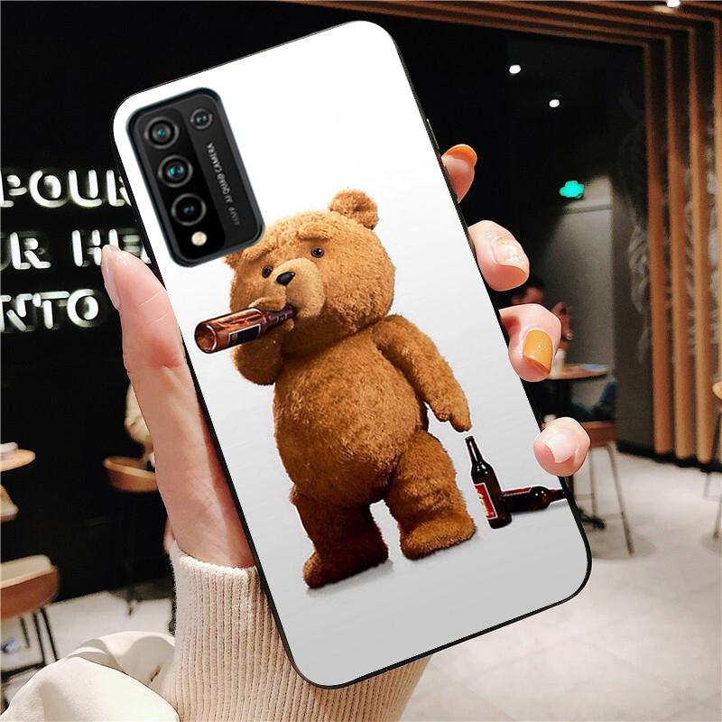 Cute Teddy Bear Beer Phone Case for Huawei Honor 50 10X Lite 20 7A 7C 8X 9X Pro 9A 8A 8S 9S 10i 20S 20lite 7X 10 Lite